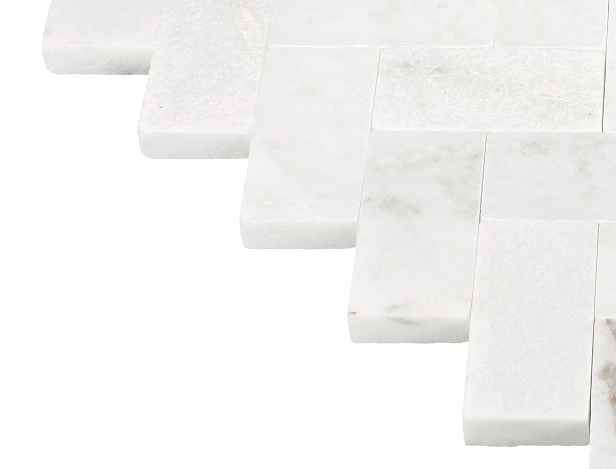 11" x 11" Minute Mosaix Daphne White Mosaic Natural Stone Tile Rectangle Herringbone Mix - Image 7