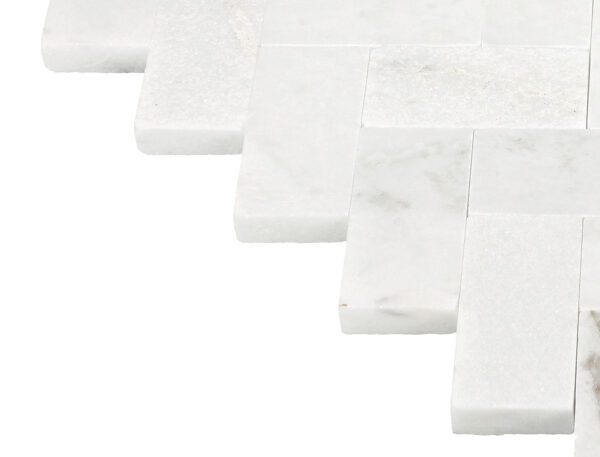 11" x 11" Minute Mosaix Daphne White Mosaic Natural Stone Tile Rectangle Herringbone Mix - Image 7