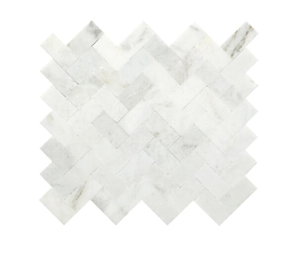 11" x 11" Minute Mosaix Daphne White Mosaic Natural Stone Tile Rectangle Herringbone Mix - Image 8