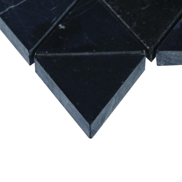 11.94" x 12.69" Pietra Divina Nero Marquina Mosaic Natural Stone Tile Square Triangle Mixed - Image 4