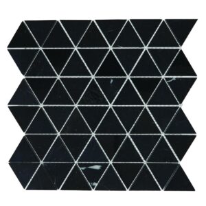 11.94" x 12.69" Pietra Divina Nero Marquina Mosaic Natural Stone Tile Square Triangle Mixed