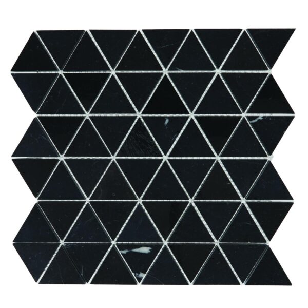 11.94" x 12.69" Pietra Divina Nero Marquina Mosaic Natural Stone Tile Square Triangle Mixed