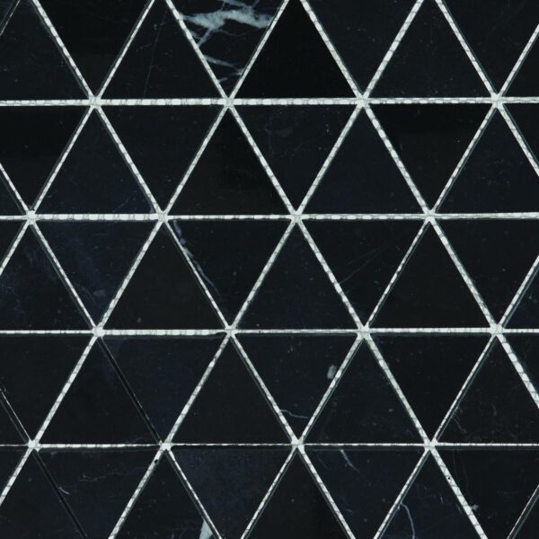11.94" x 12.69" Pietra Divina Nero Marquina Mosaic Natural Stone Tile Square Triangle Mixed - Image 3