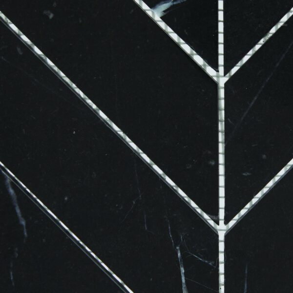 14.37" x 14.62" Pietra Divina Nero Marquina Mosaic Natural Stone Tile Square Chevron Polished - Image 2