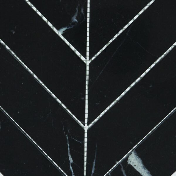 14.37" x 14.62" Pietra Divina Nero Marquina Mosaic Natural Stone Tile Square Chevron Polished - Image 4