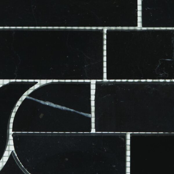 10.88" x 12.12" Pietra Divina Nero Marquina Mosaic Natural Stone Tile Rectangle Cupola Mixed - Image 3