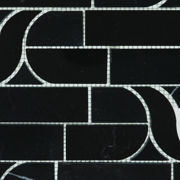 10.88" x 12.12" Pietra Divina Nero Marquina Mosaic Natural Stone Tile Rectangle Cupola Mixed - Image 5