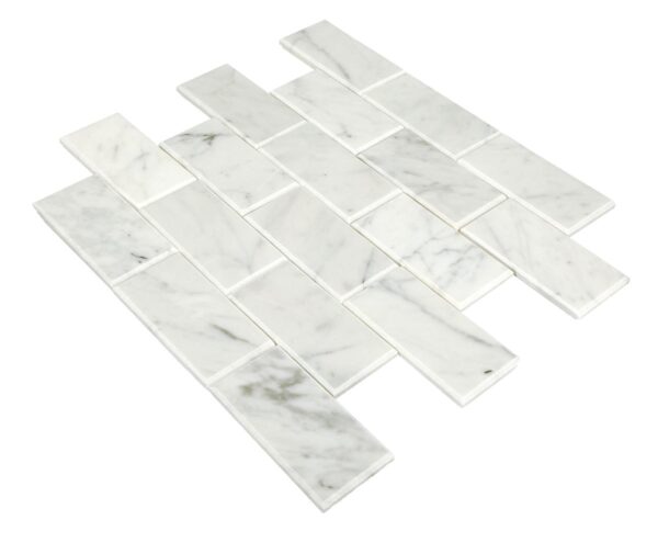 11" x 11" SimplyStick Mosaix Daphne White and glass Blend Mosaic Natural Stone Tile Rectangle Brick Joint Mix - Image 4