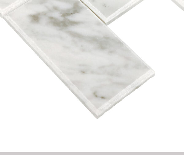 11" x 11" SimplyStick Mosaix Carrara White and glass Blend Mosaic Natural Stone Tile Rectangle Straight Joint Polished - Image 3