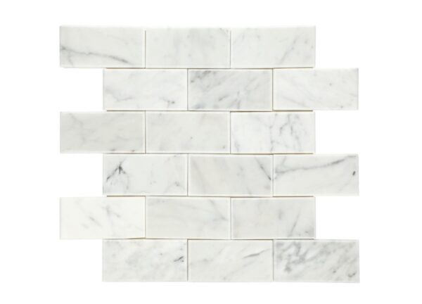 11" x 11" SimplyStick Mosaix Carrara White and glass Blend Mosaic Natural Stone Tile Rectangle Straight Joint Polished - Image 4
