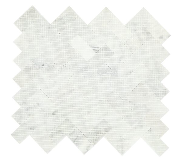 9" x 11" Minute Mosaix Carrara White Mosaic Natural Stone Tile Rectangle Herringbone Mix - Image 3
