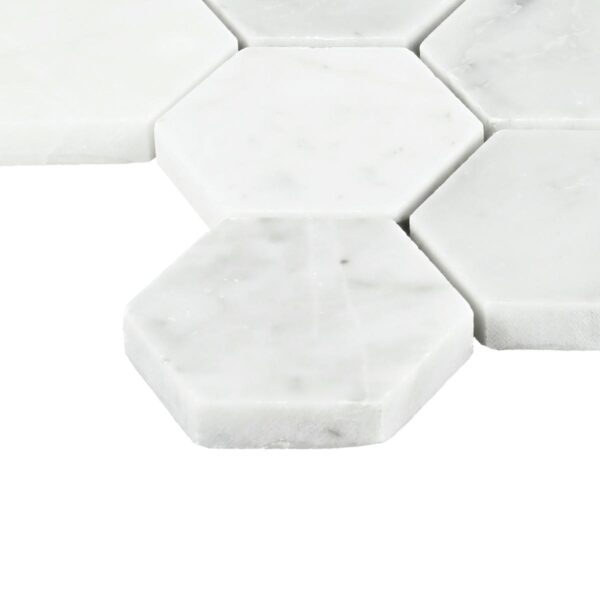 0" x 6" Marble Natural Stone Marble Blk/Wht Mosaic Natural Stone Tile Rectangle Hexagon Polished - Image 3