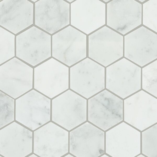 0" x 6" Marble Natural Stone Marble Blk/Wht Mosaic Natural Stone Tile Rectangle Hexagon Polished - Image 4