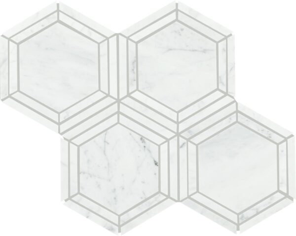 0" x 6" Marble Natural Stone Carrara White Mosaic Natural Stone Tile Rectangle Hexagon Polished - Image 4