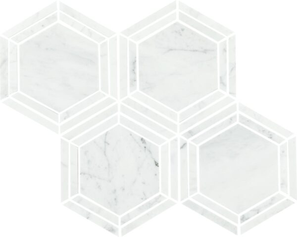 0" x 6" Marble Natural Stone Carrara White Mosaic Natural Stone Tile Rectangle Hexagon Polished - Image 3