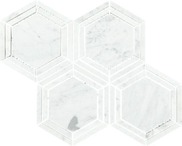 0" x 6" Marble Natural Stone Carrara White Mosaic Natural Stone Tile Rectangle Hexagon Polished - Image 2