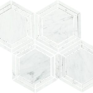 0" x 6" Marble Natural Stone Carrara White Mosaic Natural Stone Tile Rectangle Hexagon Polished