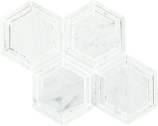 0" x 6" Marble Natural Stone Carrara White Mosaic Natural Stone Tile Rectangle Hexagon Polished