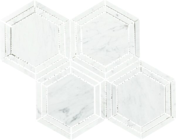 0" x 6" Marble Natural Stone Carrara White Mosaic Natural Stone Tile Rectangle Hexagon Polished