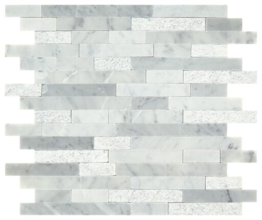 12" x 12" Minute Mosaix Carrara White Mosaic Natural Stone Tile Square Random Linear Mix