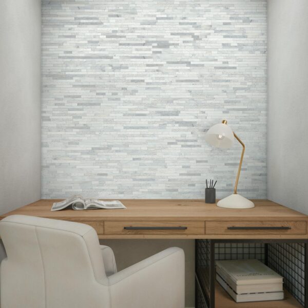 12" x 12" Minute Mosaix Carrara White Mosaic Natural Stone Tile Square Random Linear Mix - Image 4