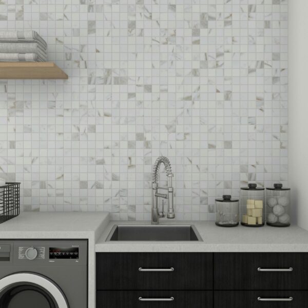 2" x 5" Marble Attache Calacatta Mosaic Tile Rectangle Linear Hexagon Matte - Image 4