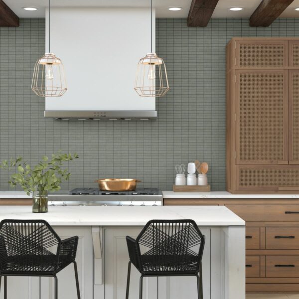 1" x 3" Fabric Art Modern Textile Medium Gray Mosaic Tile Rectangle Straight Joint Matte - Image 4