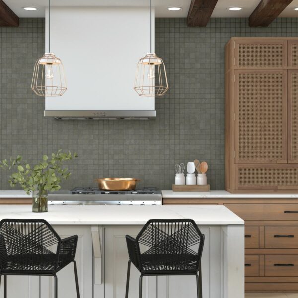 2" x 2" Portfolio Iron Grey Mosaic Tile Rectangle Straight Joint Matte - Image 4
