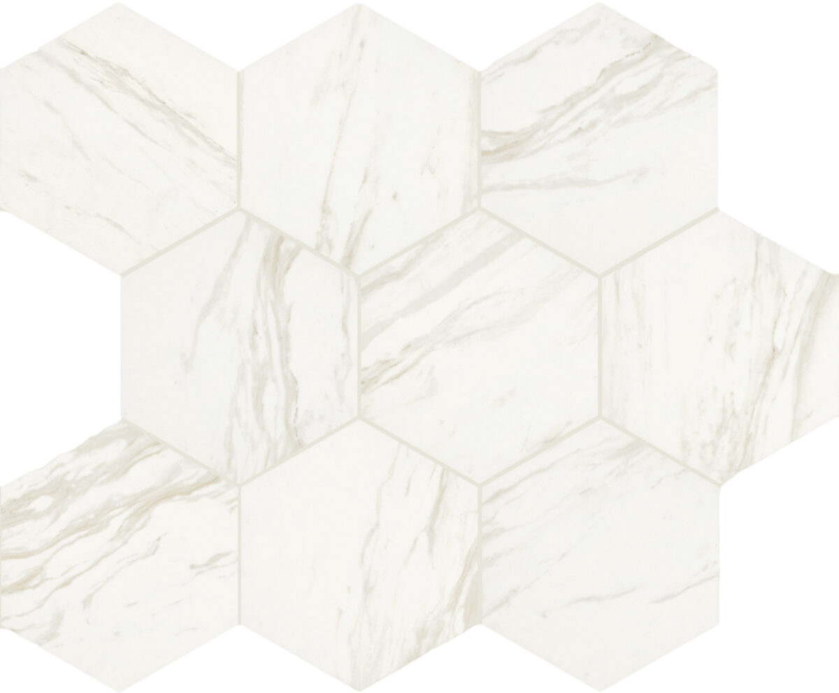 8" x 9" Perpetuo Timeless White Floor Tile Hexagon Matte - Image 2