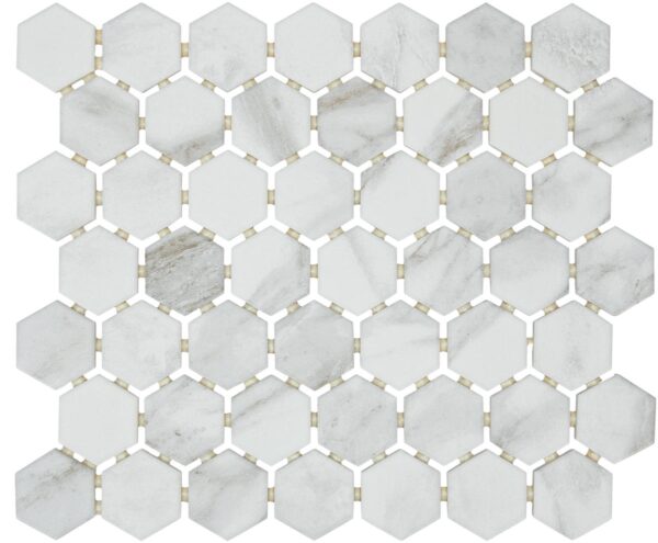8" x 9" Perpetuo Brilliant White Floor Tile Hexagon Matte - Image 3