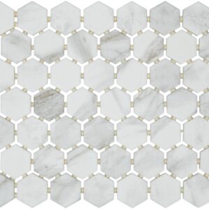 1.5" x 1.5" Perpetuo Brilliant White Mosaic Tile Rectangle Hexagon Matte