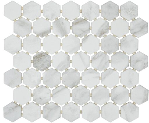 1.5" x 1.5" Perpetuo Brilliant White Mosaic Tile Rectangle Hexagon Matte