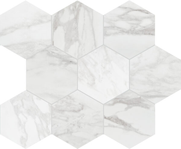 8" x 9" Perpetuo Brilliant White Floor Tile Hexagon Matte - Image 4