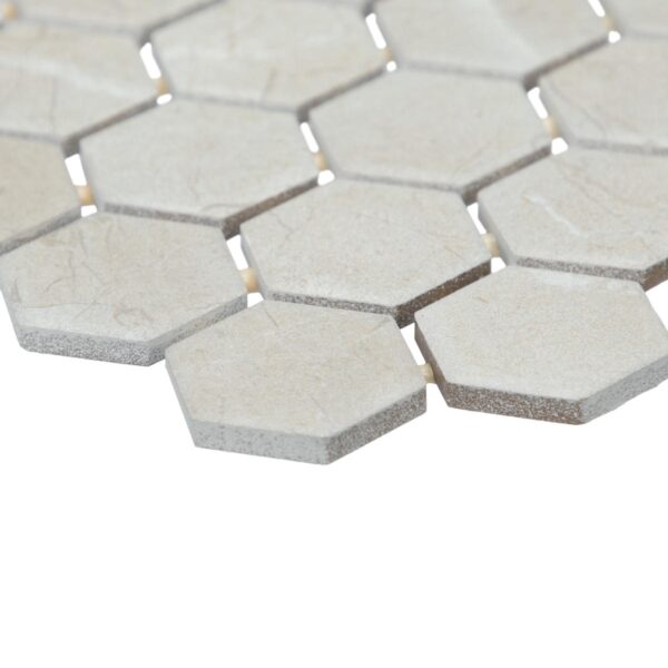 1.5" x 1.5" Perpetuo Elegant Beige Mosaic Tile Rectangle Hexagon Matte - Image 2