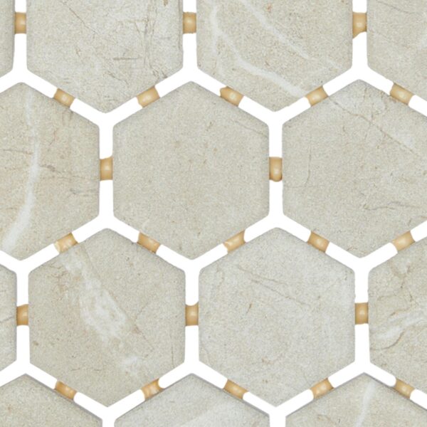 1.5" x 1.5" Perpetuo Elegant Beige Mosaic Tile Rectangle Hexagon Matte - Image 3
