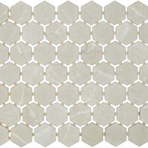 1.5" x 1.5" Perpetuo Elegant Beige Mosaic Tile Rectangle Hexagon Matte