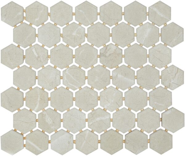 1.5" x 1.5" Perpetuo Elegant Beige Mosaic Tile Rectangle Hexagon Matte - Image 4