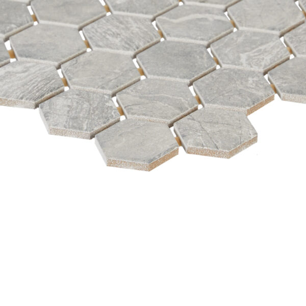 1.5" x 1.5" Perpetuo Eternal Grey Mosaic Tile Rectangle Hexagon Matte - Image 2