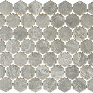 1.5" x 1.5" Perpetuo Eternal Grey Mosaic Tile Rectangle Hexagon Matte
