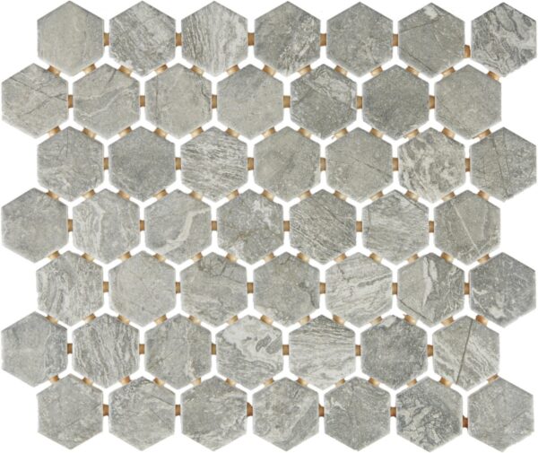 1.5" x 1.5" Perpetuo Eternal Grey Mosaic Tile Rectangle Hexagon Matte