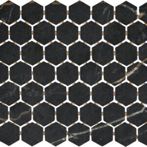 1.5" x 1.5" Perpetuo Infinite Black Mosaic Tile Rectangle Hexagon Matte