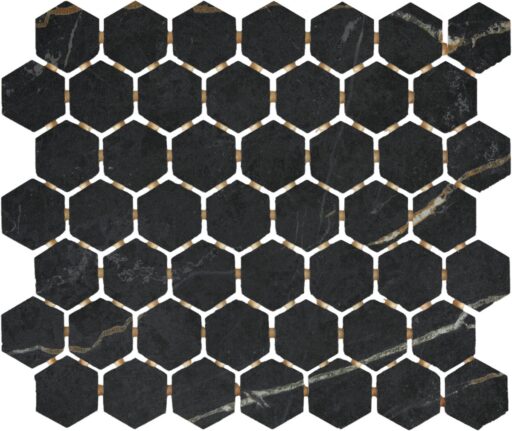 1.5" x 1.5" Perpetuo Infinite Black Mosaic Tile Rectangle Hexagon Matte