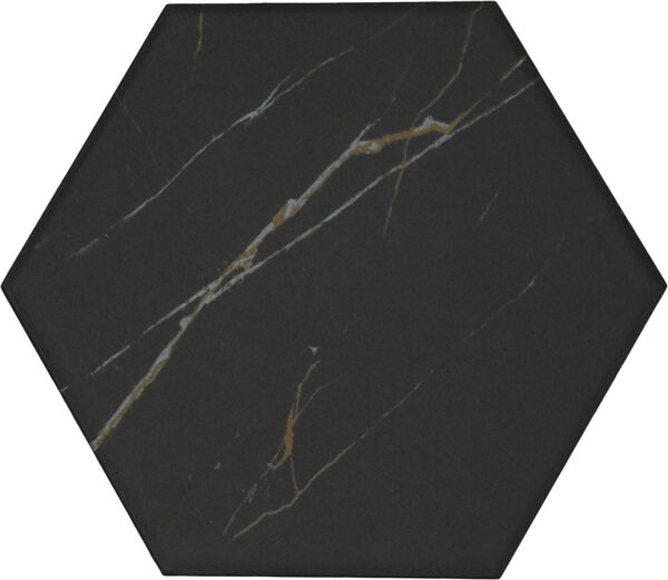 8" x 9" Perpetuo Infinite Black Floor Tile Hexagon Matte - Image 5