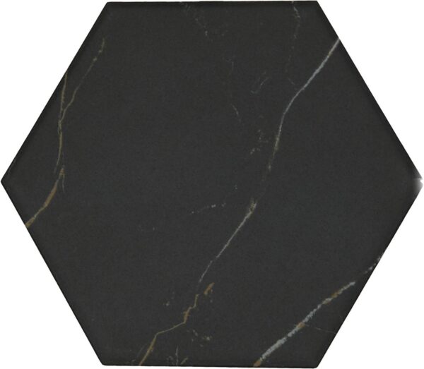 8" x 9" Perpetuo Infinite Black Floor Tile Hexagon Matte - Image 6