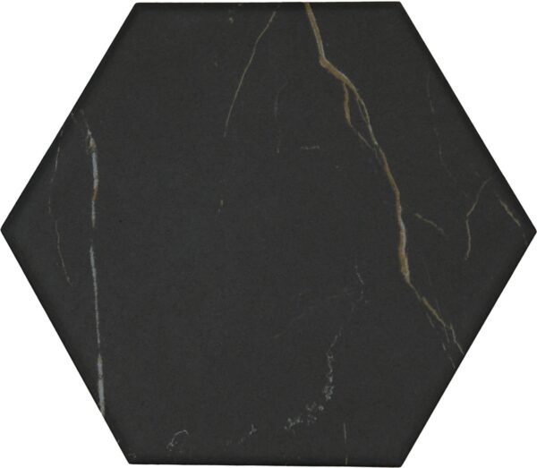 8" x 9" Perpetuo Infinite Black Floor Tile Hexagon Matte - Image 7