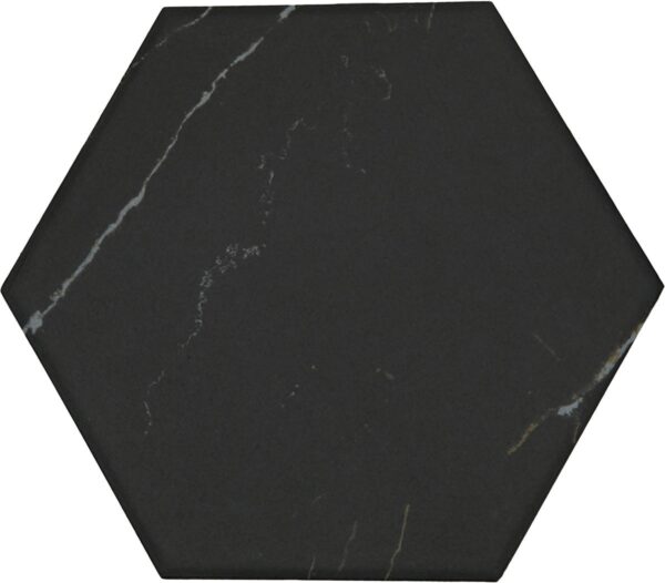 8" x 9" Perpetuo Infinite Black Floor Tile Hexagon Matte - Image 8
