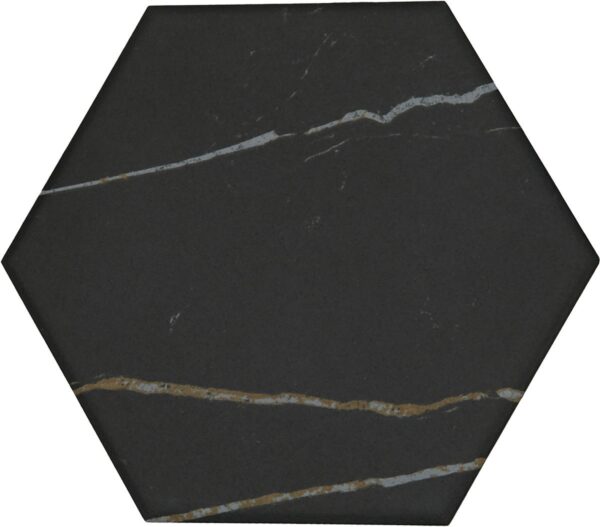 8" x 9" Perpetuo Infinite Black Floor Tile Hexagon Matte