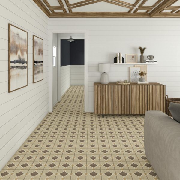 8" x 8" Quartetto Warm Rombo Floor Tile Deco Square Matte - Image 4