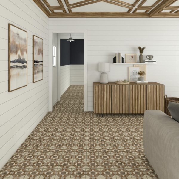 8" x 8" Quartetto Warm Figura Floor Tile Deco Square Matte - Image 4