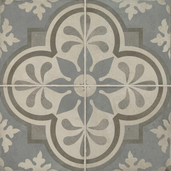 8" x 8" Quartetto Cool Grande Fiore Floor Tile Deco Square Matte